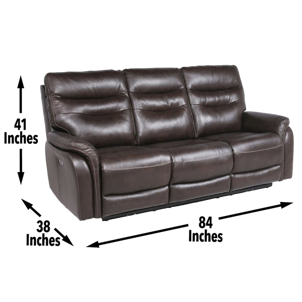 Power Recliner Sofa - Dark Brown, Dark Brown. Picture 3