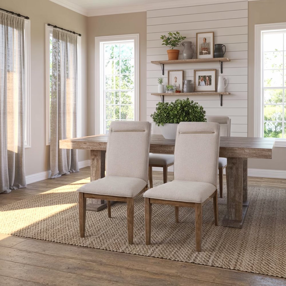 Caramel Upholstered Dining Chairs – Set of 2 Comfy Cushioned Wood Frame. Picture 3