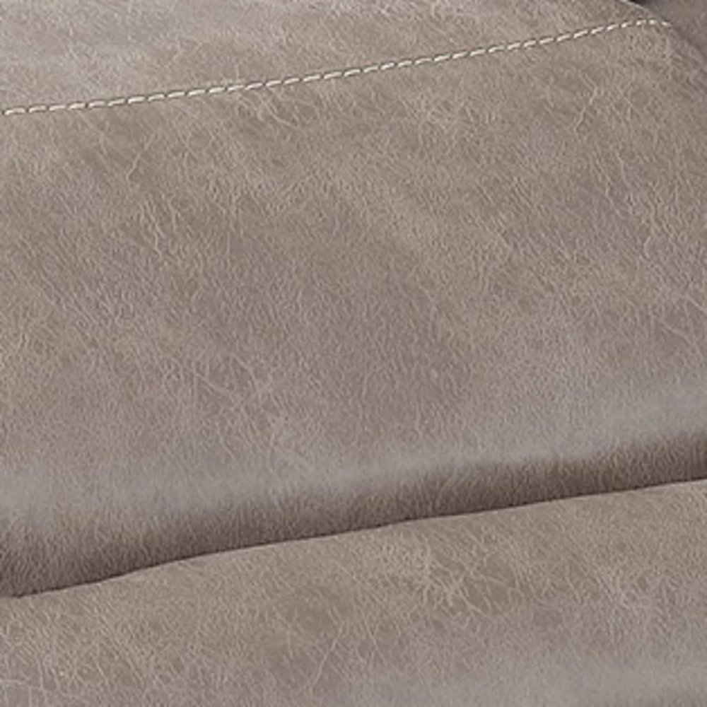 Breathable Padded Recliner, Pillowtop Arms, Sand Faux Leather. Picture 4