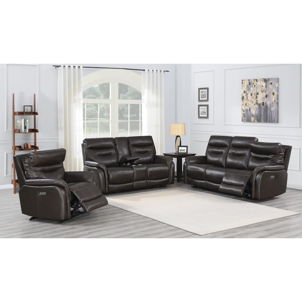 Power Recliner Sofa - Dark Brown, Dark Brown. Picture 2