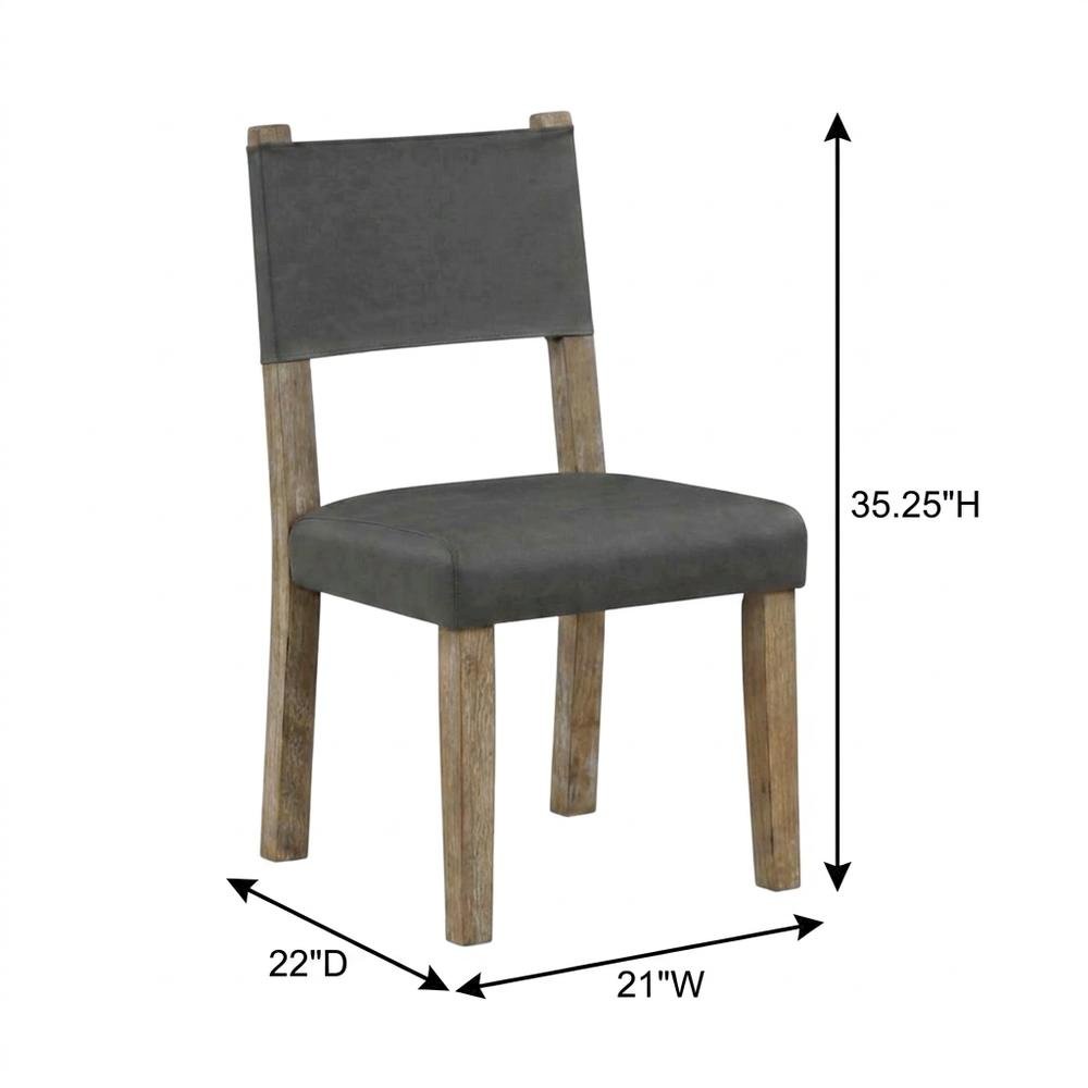 Rubberwood Dining Side Chair with Faux Leather Seat, Brown. Picture 5