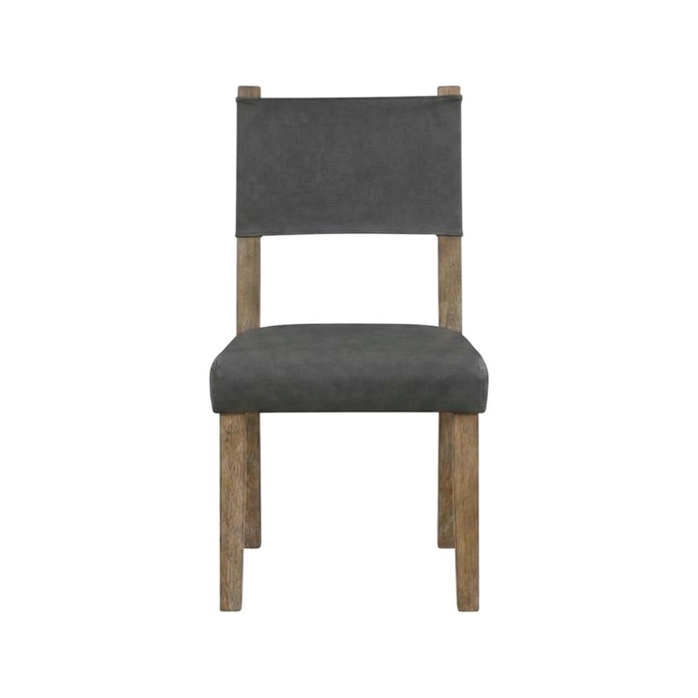 Rubberwood Dining Side Chair with Faux Leather Seat, Brown. Picture 1