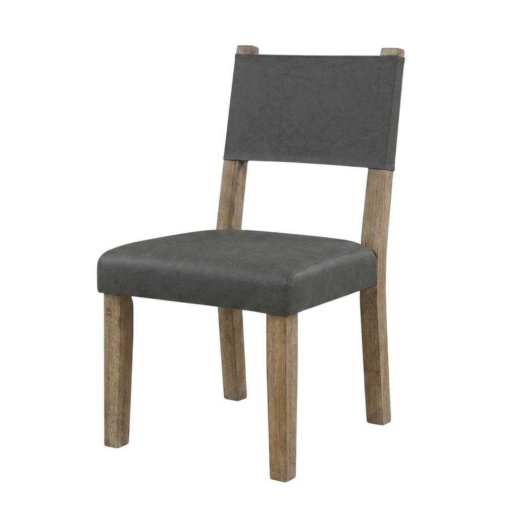 Rubberwood Dining Side Chair with Faux Leather Seat, Brown. Picture 4