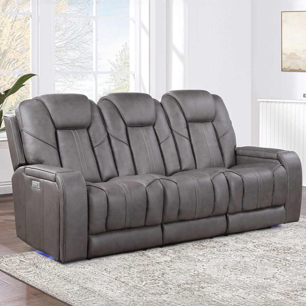 Daniel Triple Power Leather Theater Sofa. Picture 6