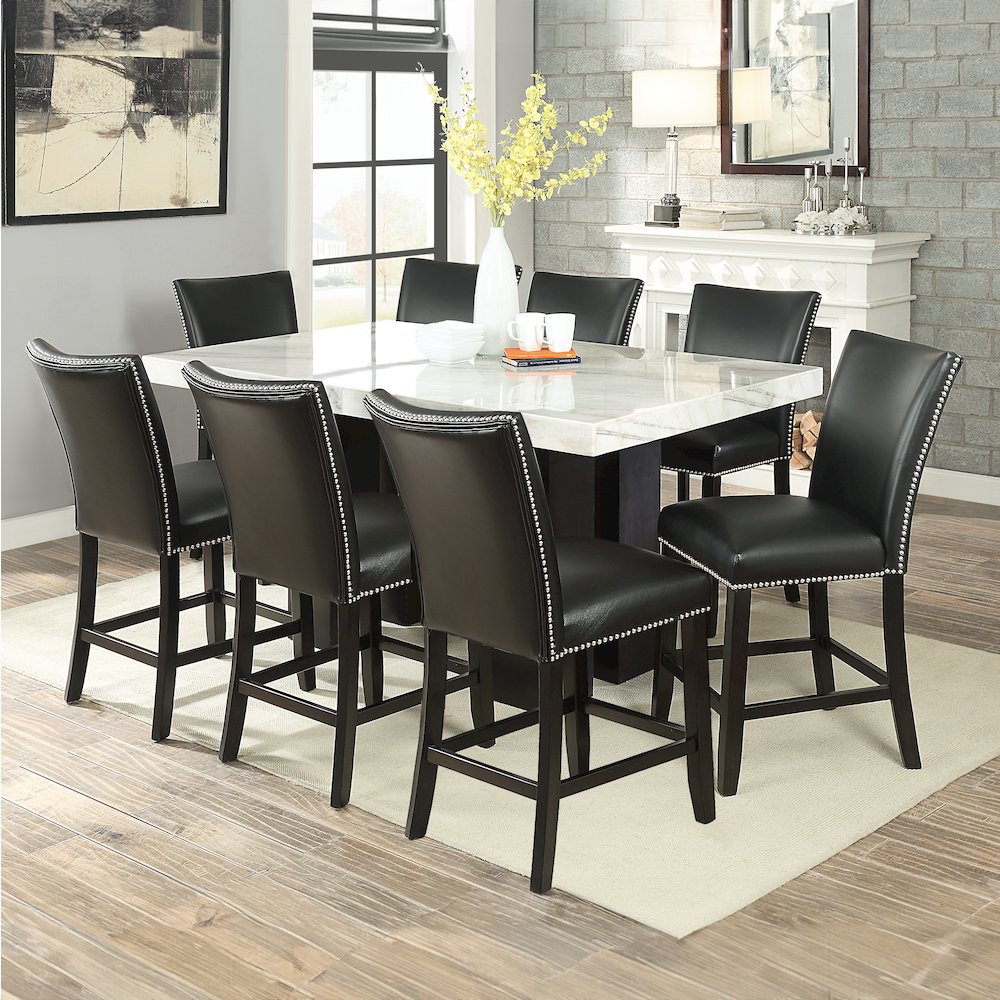 Camila 9PC Rectangle Counter Set Black Chair. Picture 3