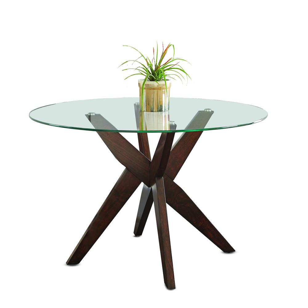 Round Dining Table, Walnut and clear glass. Picture 14