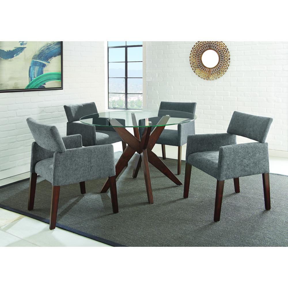 Round Dining Table, Walnut and clear glass. Picture 15