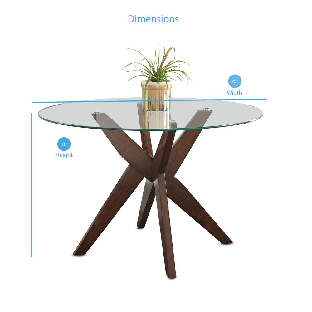 Round Dining Table, Walnut and clear glass. Picture 2