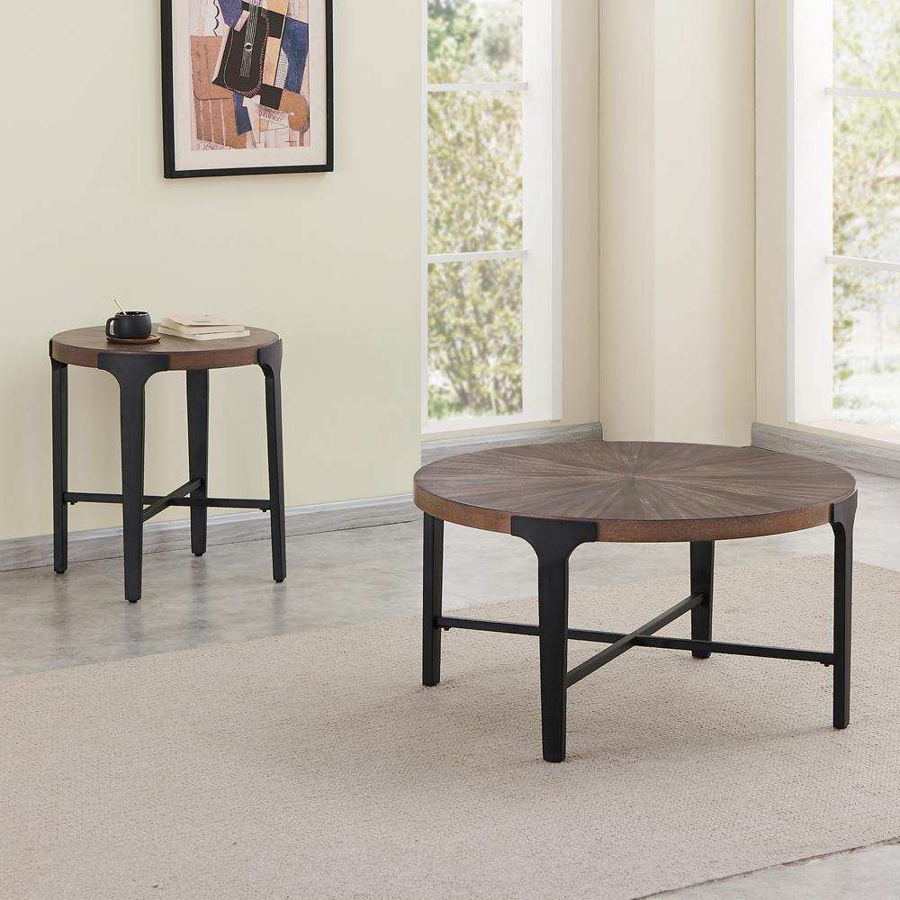 Chevron Round End Table. Picture 4