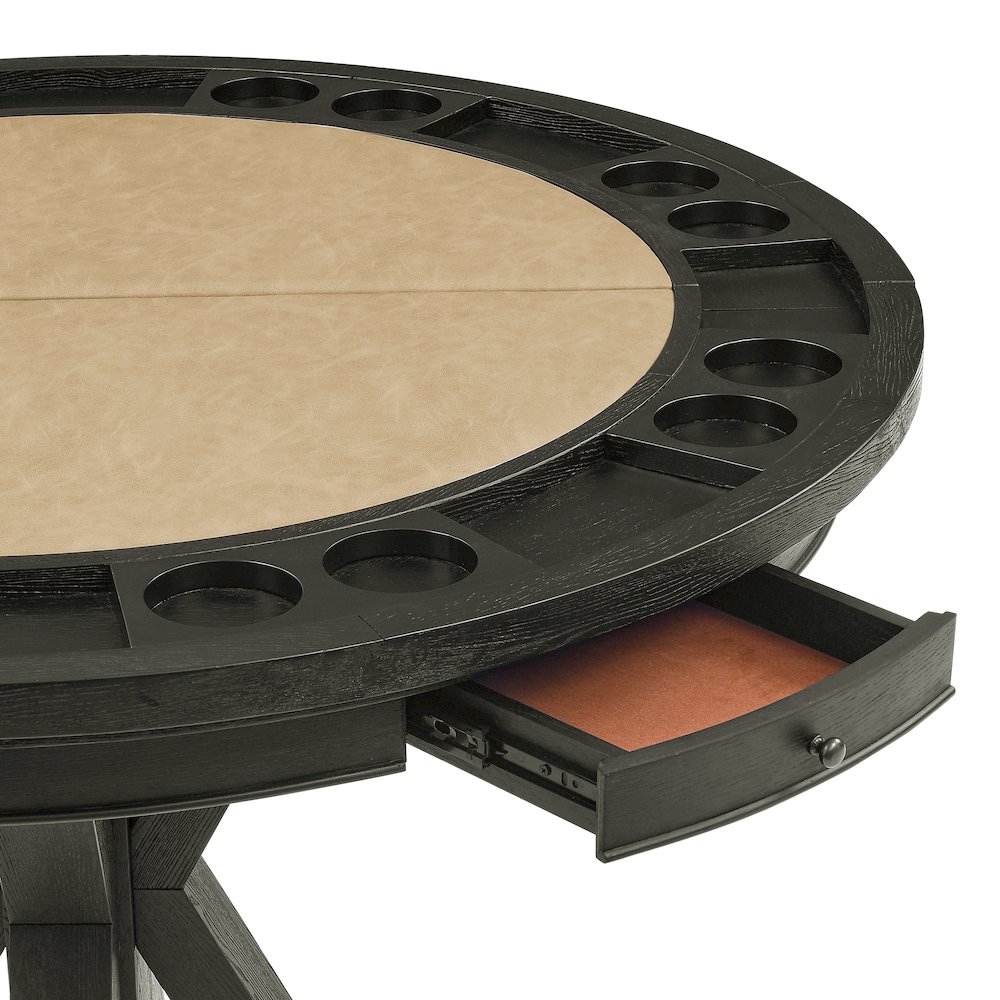 Rylie Counter Table with Game Top, Black Finish with Sand Vegan Leather. Picture 10