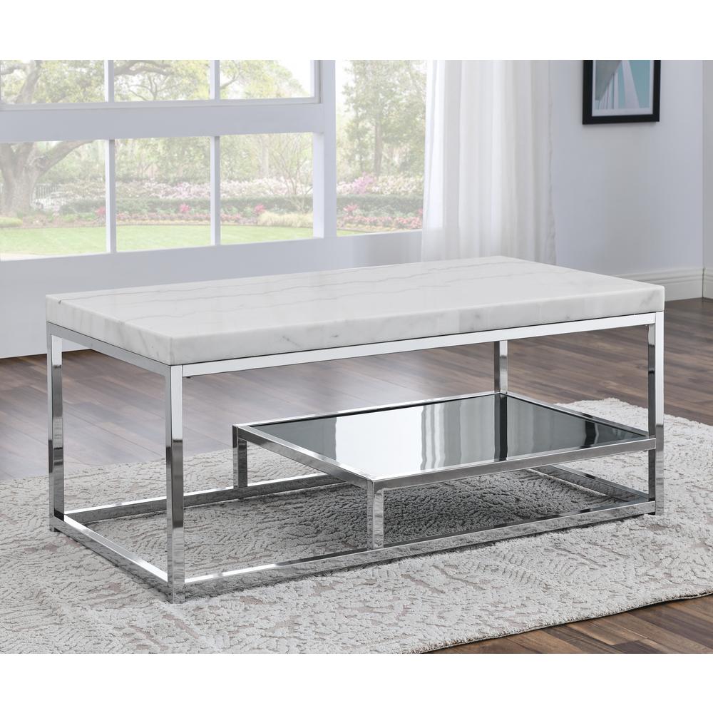 Aston White Marble Top Cocktail Table. Picture 2