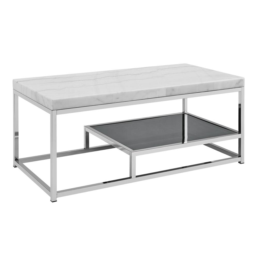 Aston White Marble Top Cocktail Table. Picture 1