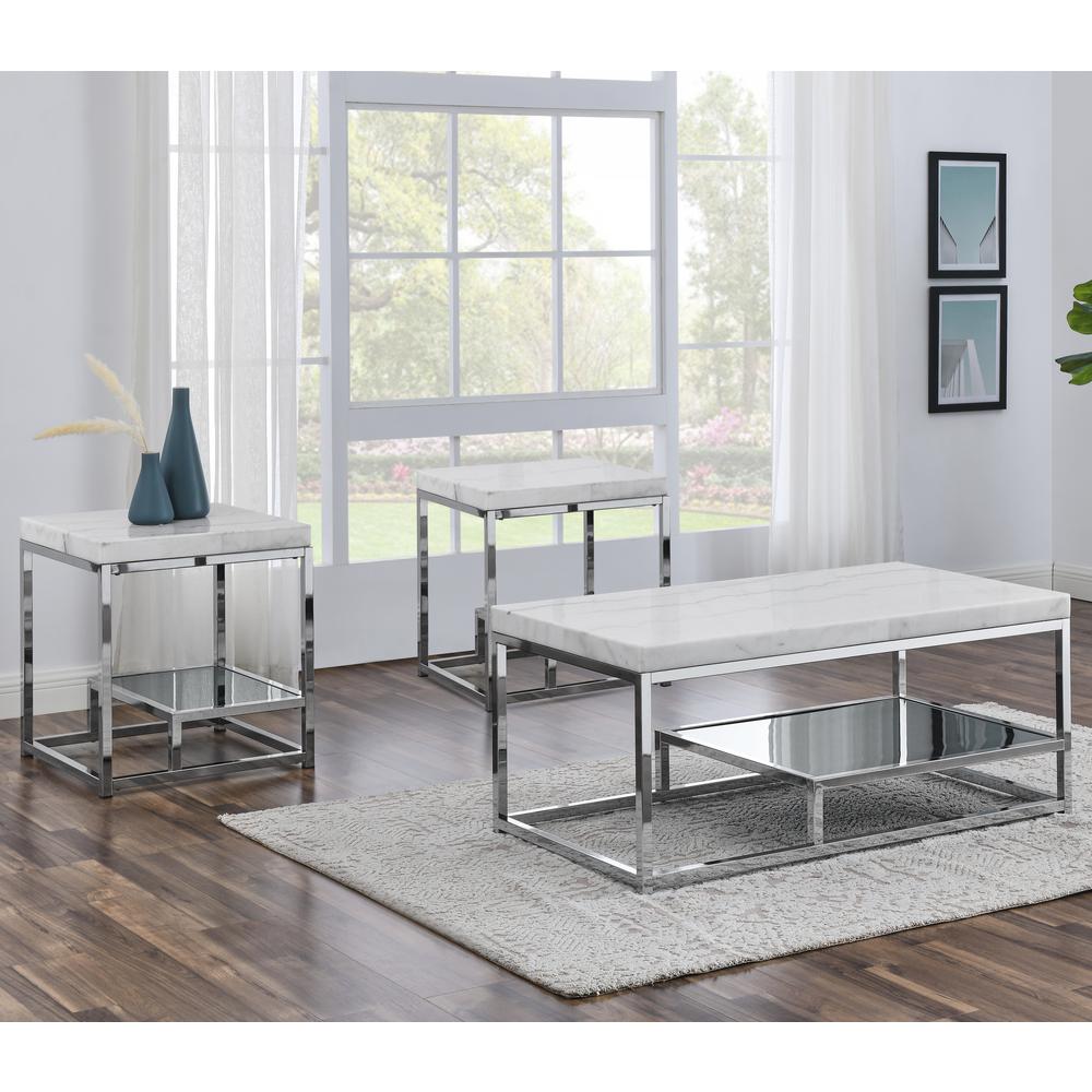 Aston White Marble Top Cocktail Table. Picture 6