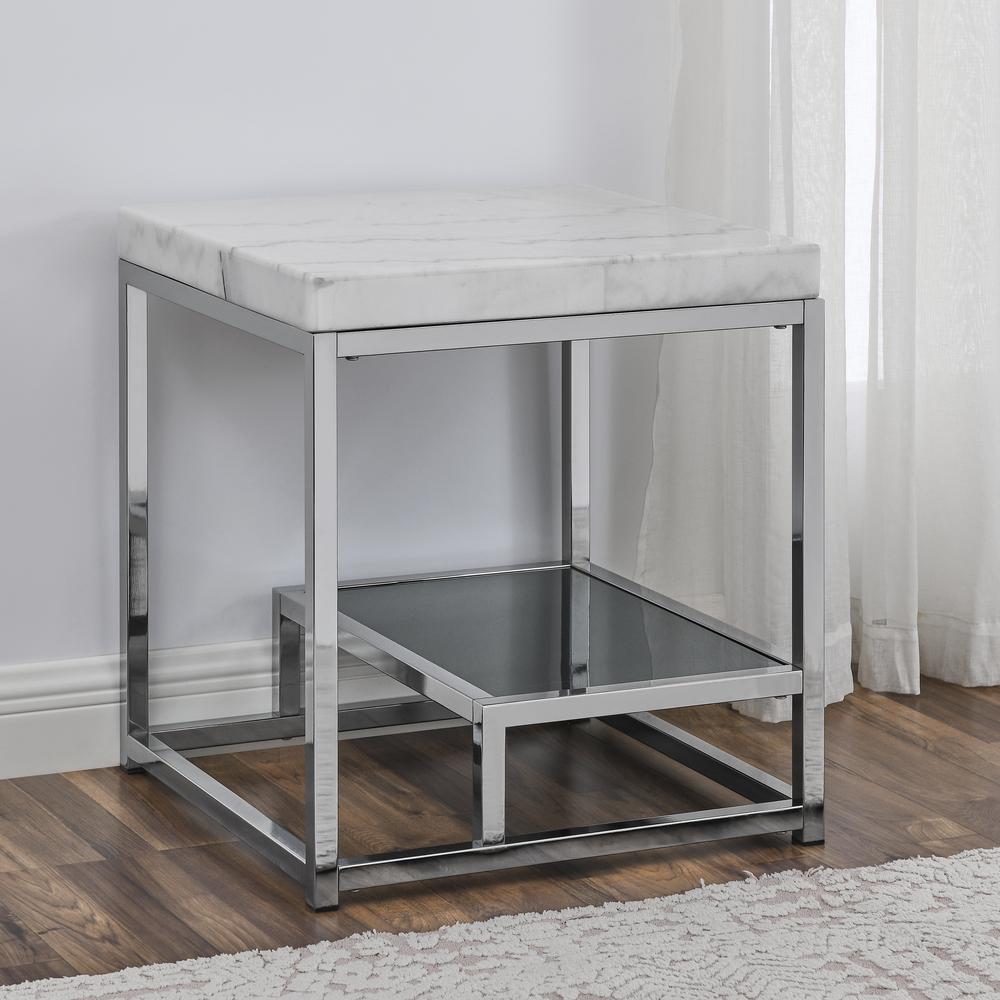 Aston White Marble Top End Table. Picture 2