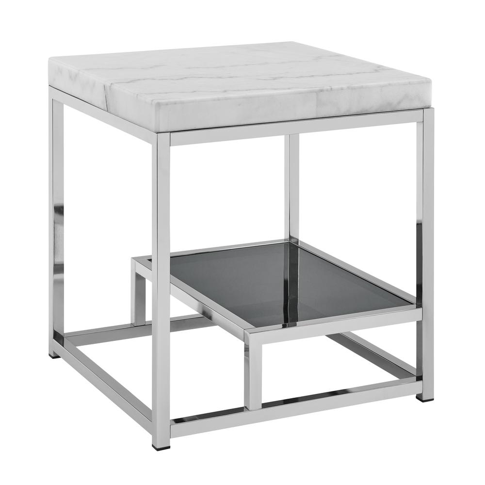 Aston White Marble Top End Table. Picture 1