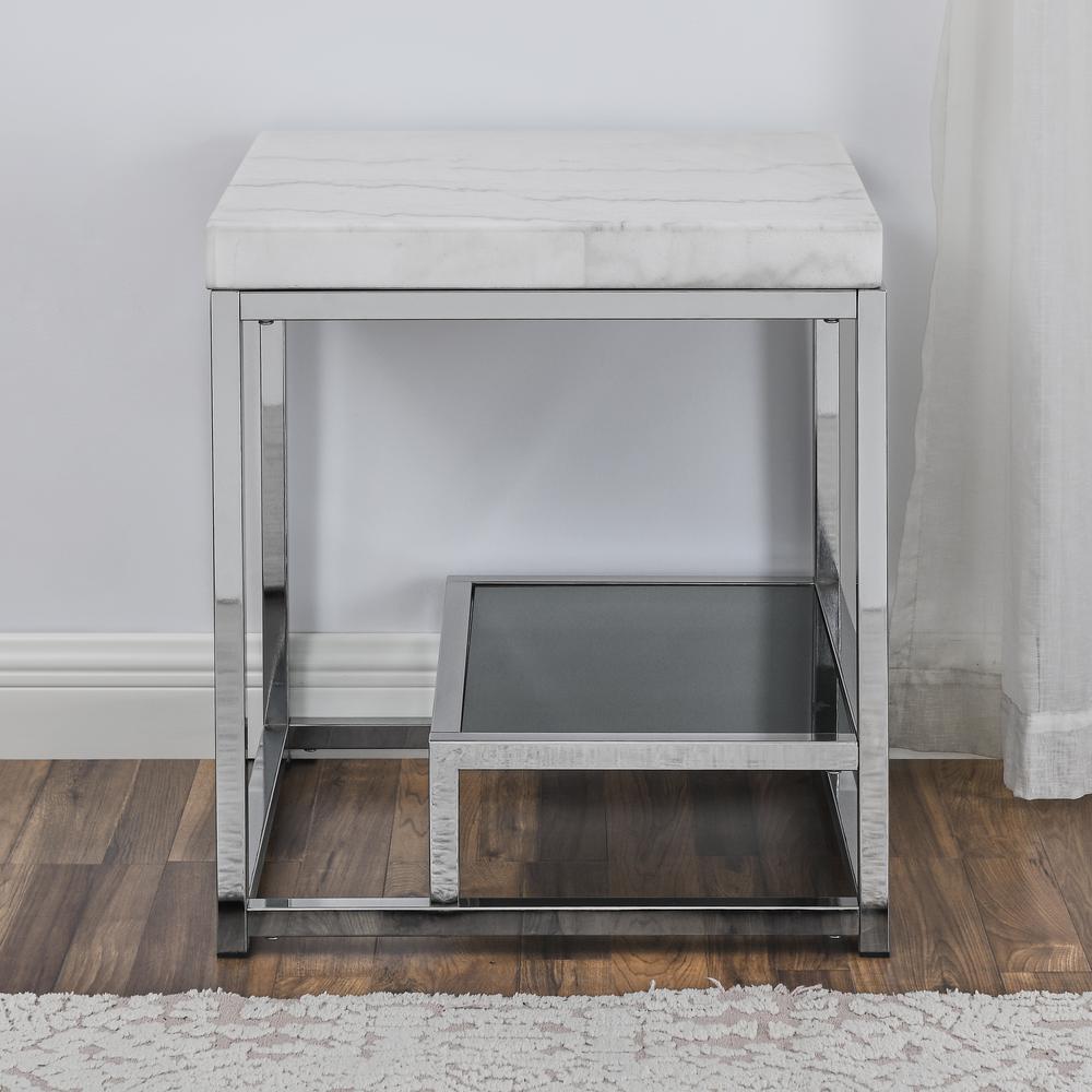 Aston White Marble Top End Table. Picture 3