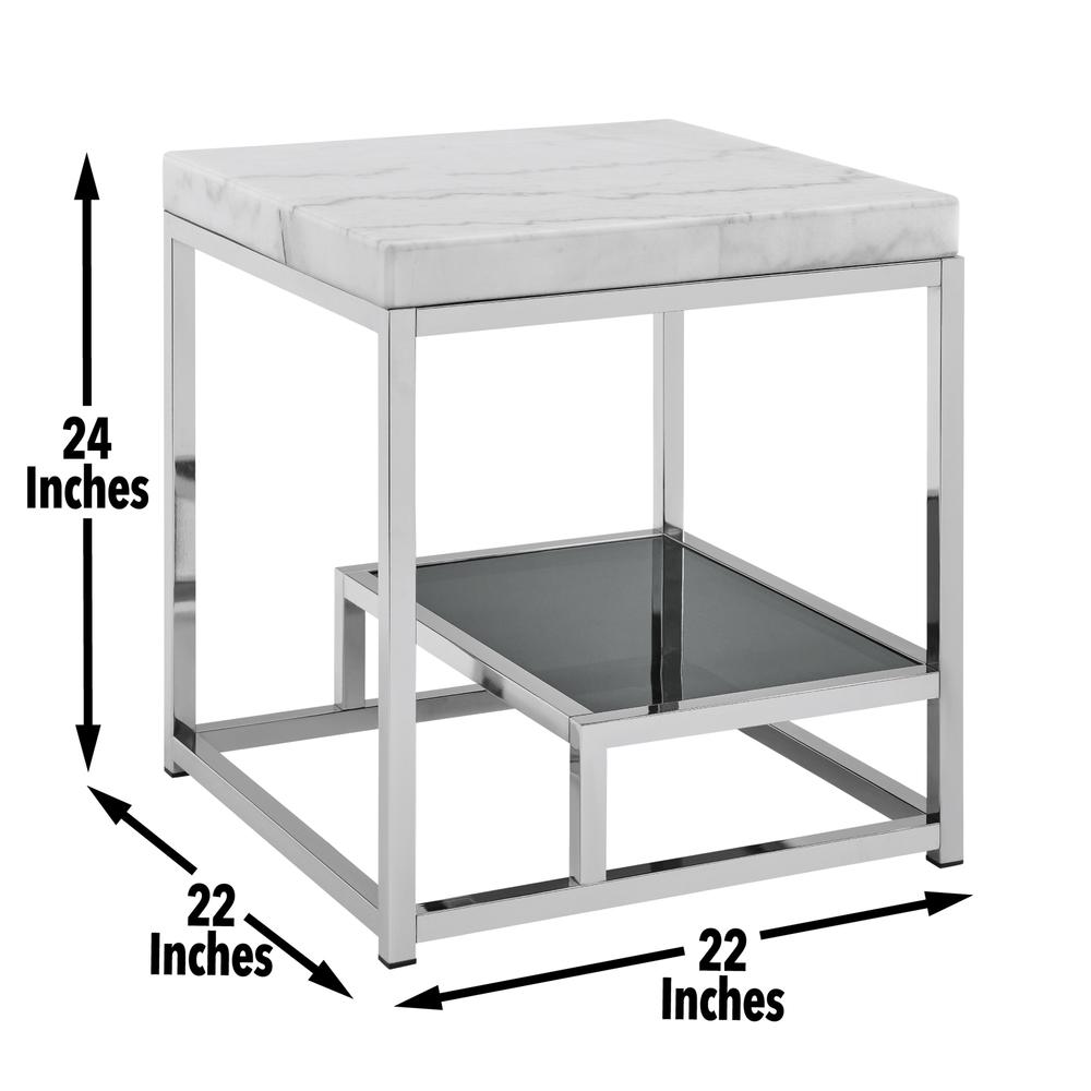 Aston White Marble Top End Table. Picture 7