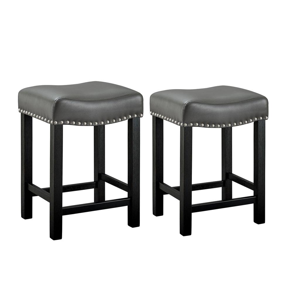 Aspen Gray PU Counter Stool set of 2. Picture 1