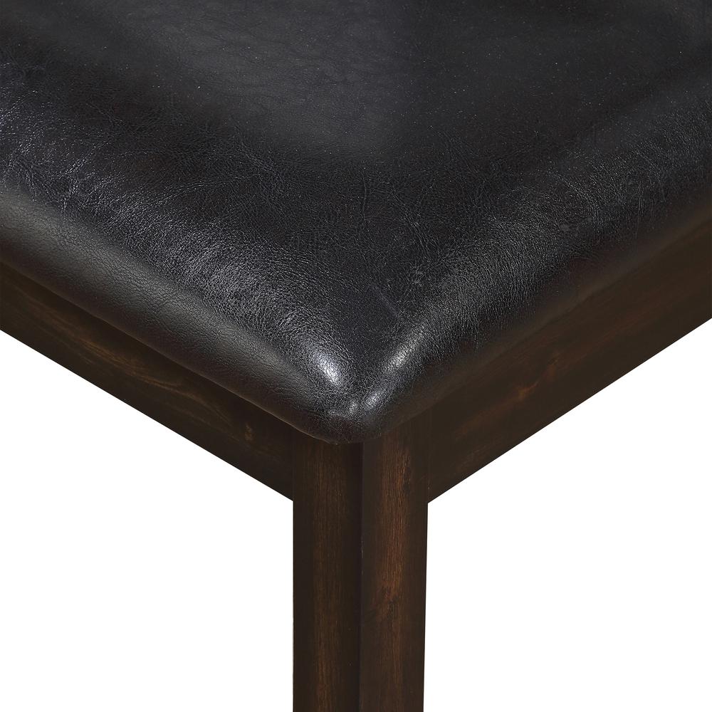 Dining Bench, Espresso Finish/ Dark Brown Vinyl. Picture 4