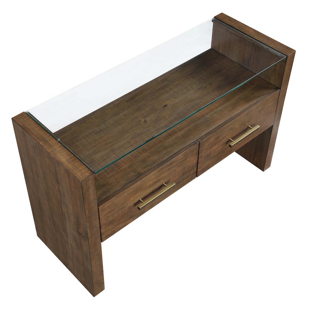 Garland Glass Top Sofa Table, Toffee Finish. Picture 8