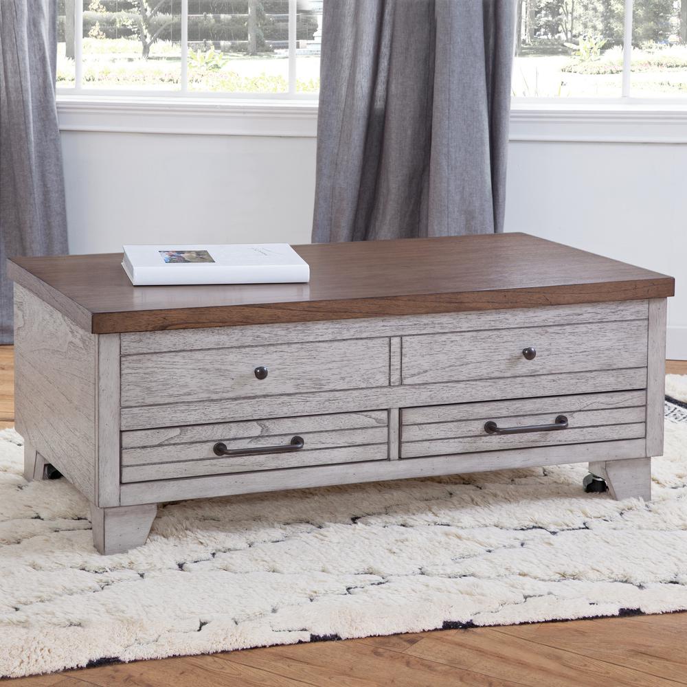 Bear Creek Lift Top Cocktail Table - Ivory. Picture 1