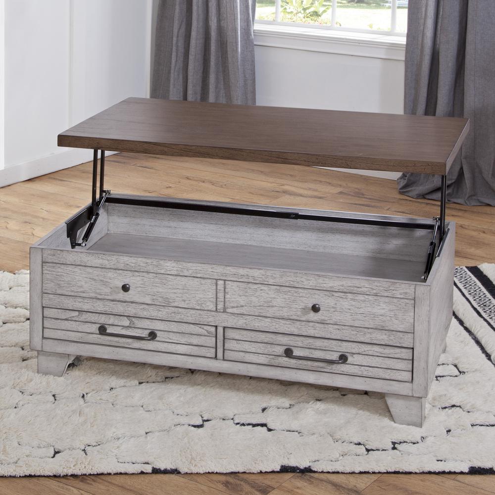 Bear Creek Lift Top Cocktail Table - Ivory. Picture 2