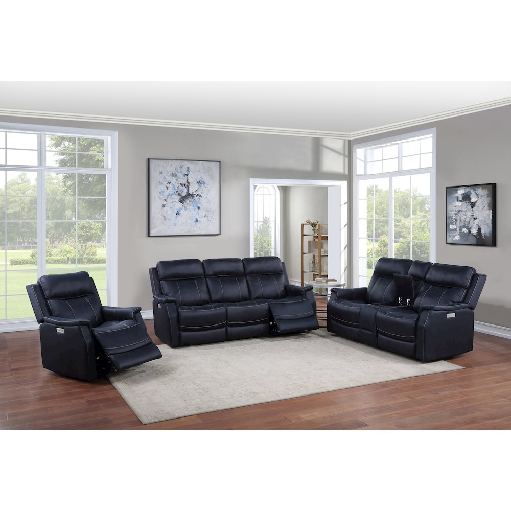 Valencia Dual Power Reclining Console Loveseat - Ocean. Picture 7