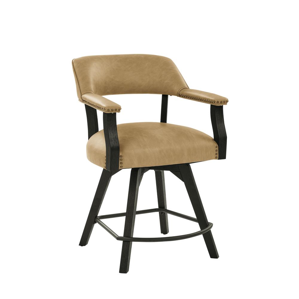 Rylie 24" Counter Captains Chair, Black Finish with Sand Vegan Leather. Picture 3