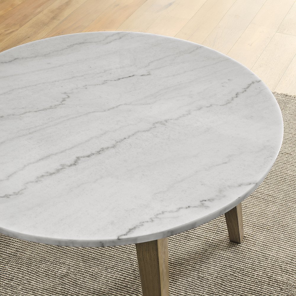 Vida 5-Piece 48" Round White Marble Dining Set. Picture 9