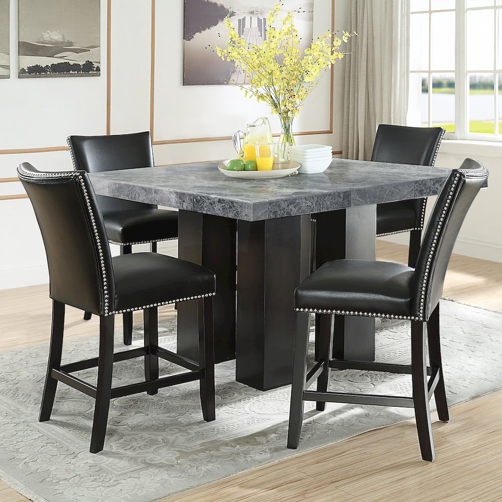 Camila Square 5PC Counter Set Black Chair. Picture 4