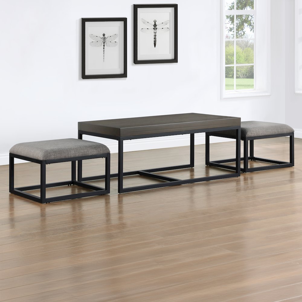 Yukon Rectangular Nesting Table with 2 Stools. Picture 6