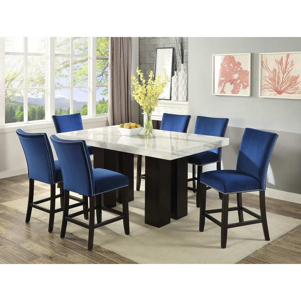 Camila Blue Velvet Counter Chair - set of 2. Picture 3
