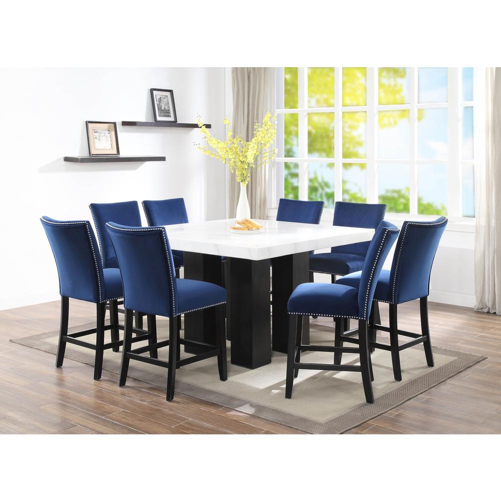 Camila Blue Velvet Counter Chair - set of 2. Picture 4