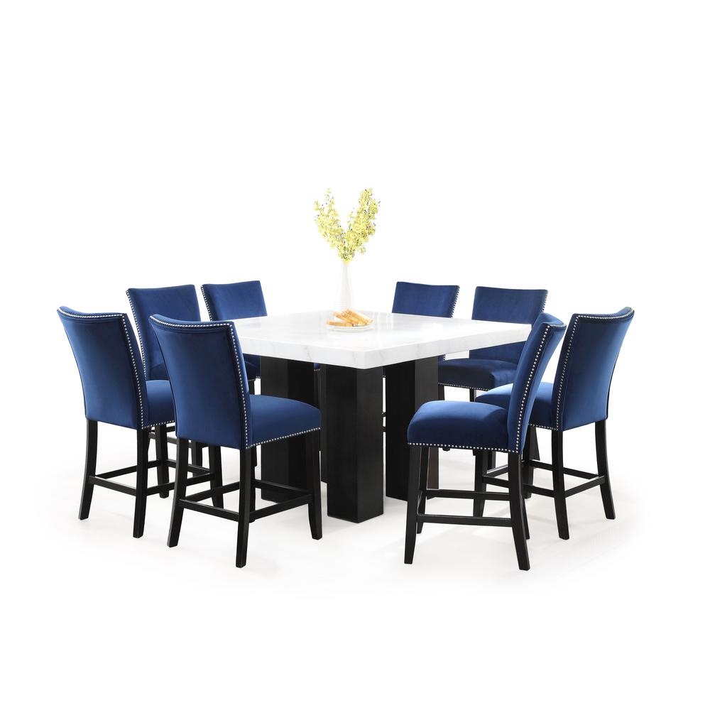 Camila Blue Velvet Counter Chair - set of 2. Picture 5