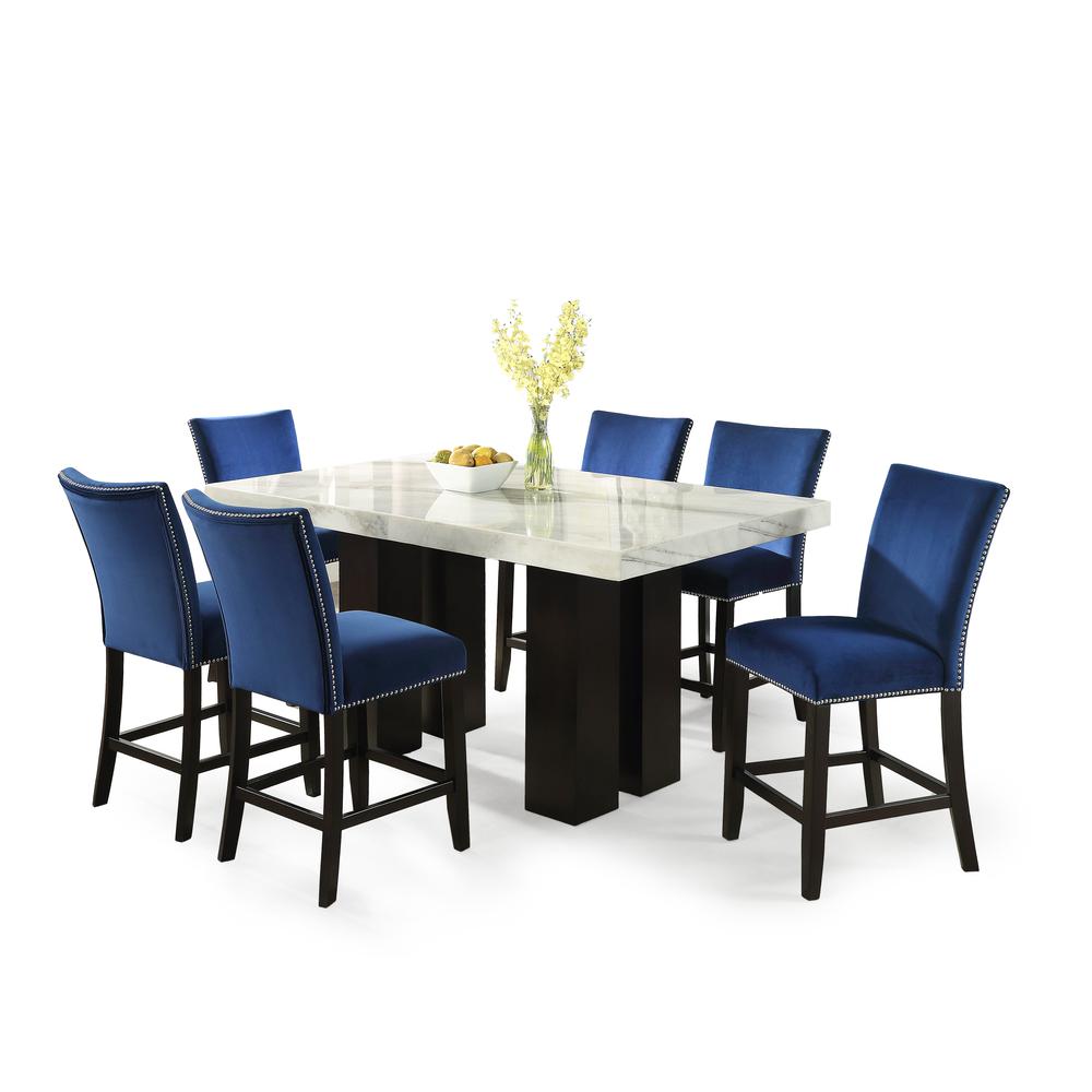 Camila Blue Velvet Counter Chair - set of 2. Picture 6