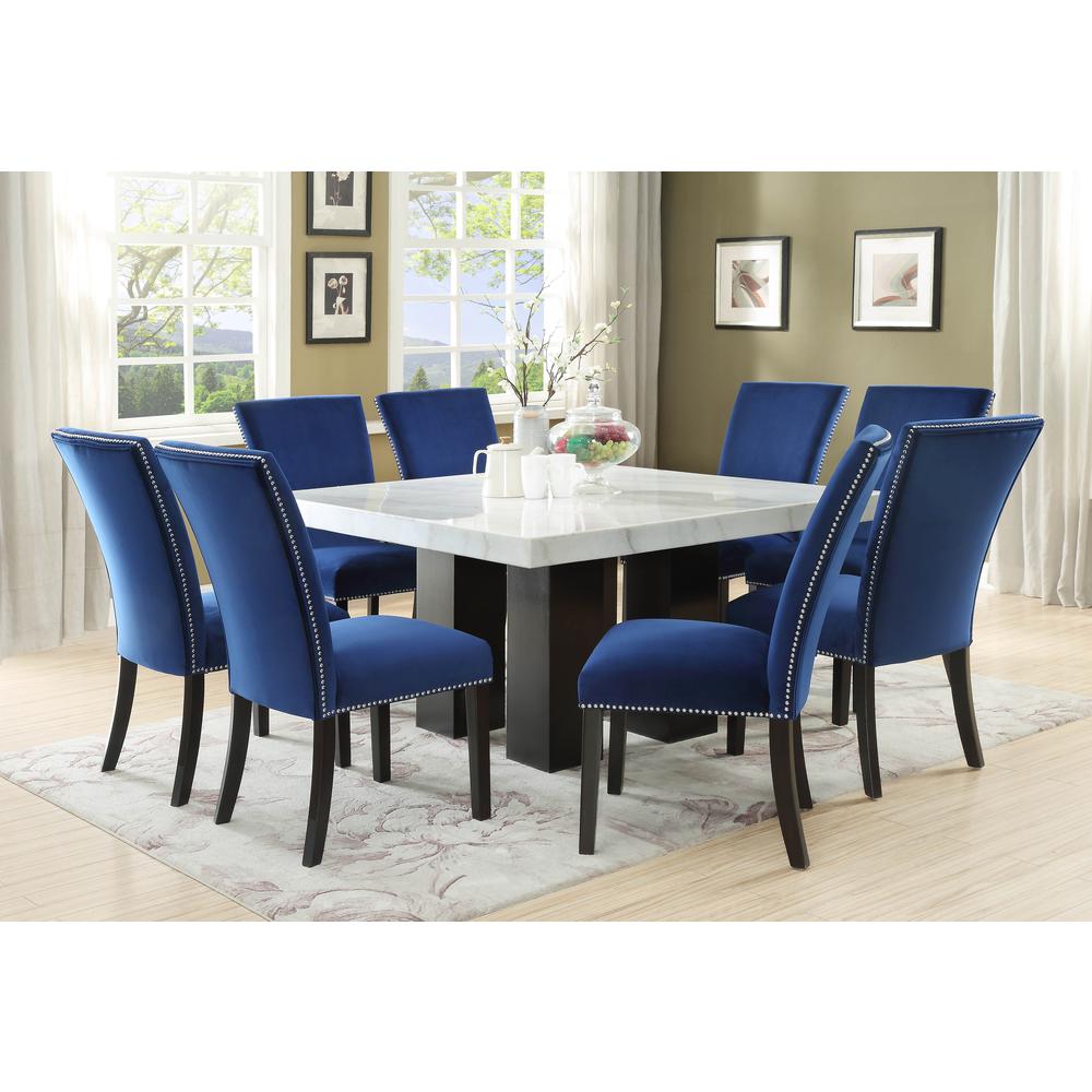 Camila Blue Velvet Dining Chair. Picture 3