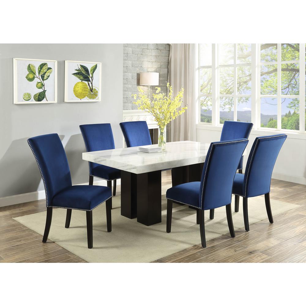 Camila Blue Velvet Dining Chair. Picture 4