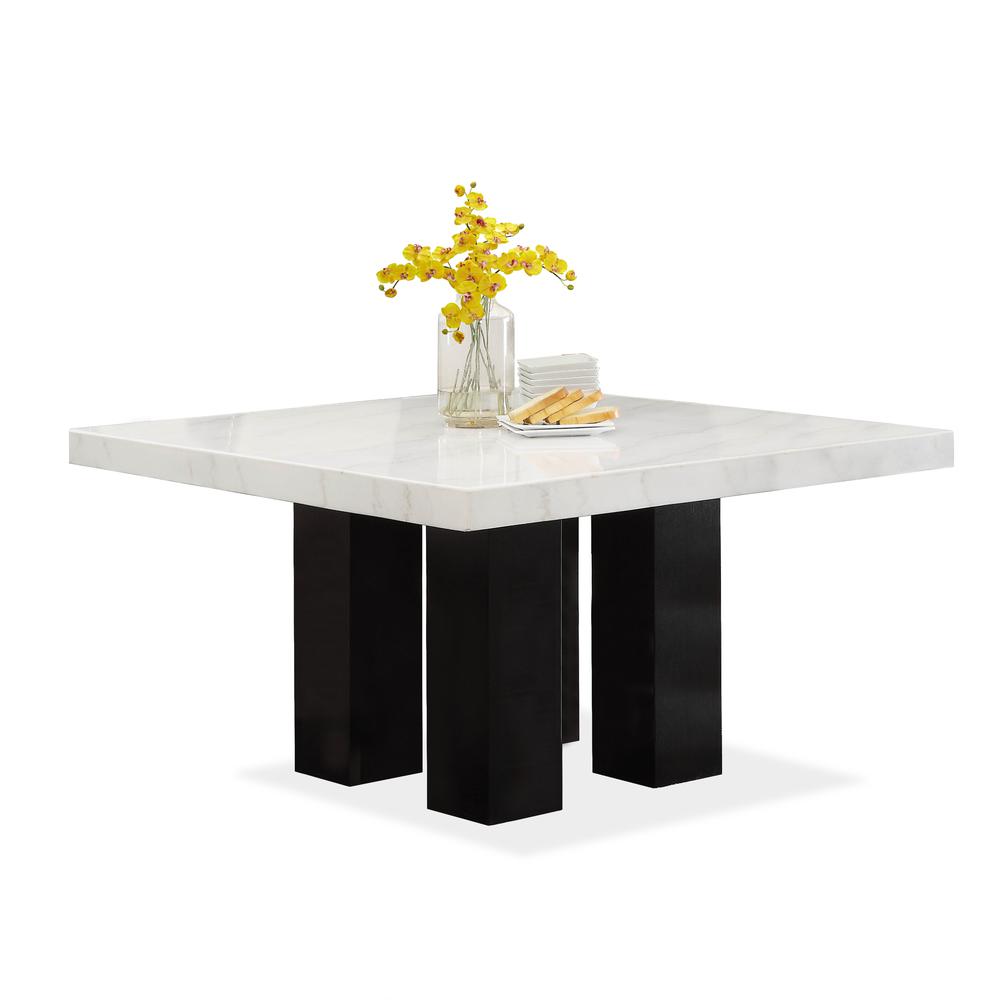 Square Dining Set 9pc - Silver Chairs, White/espresso. Picture 5