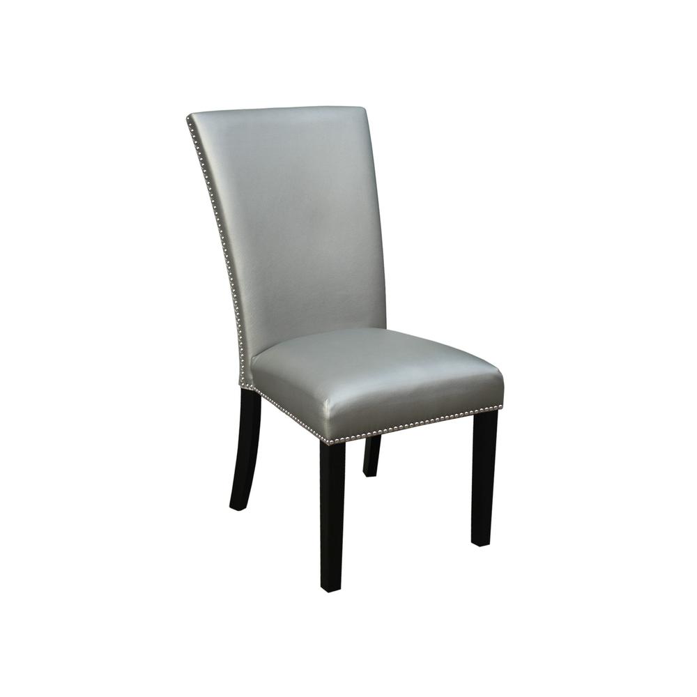 Square Dining Set 9pc - Silver Chairs, White/espresso. Picture 8