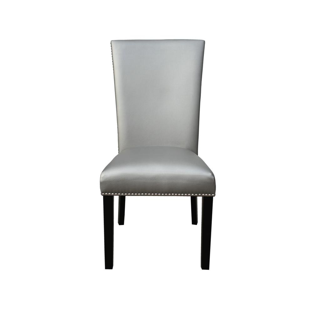 Square Dining Set 9pc - Silver Chairs, White/espresso. Picture 9