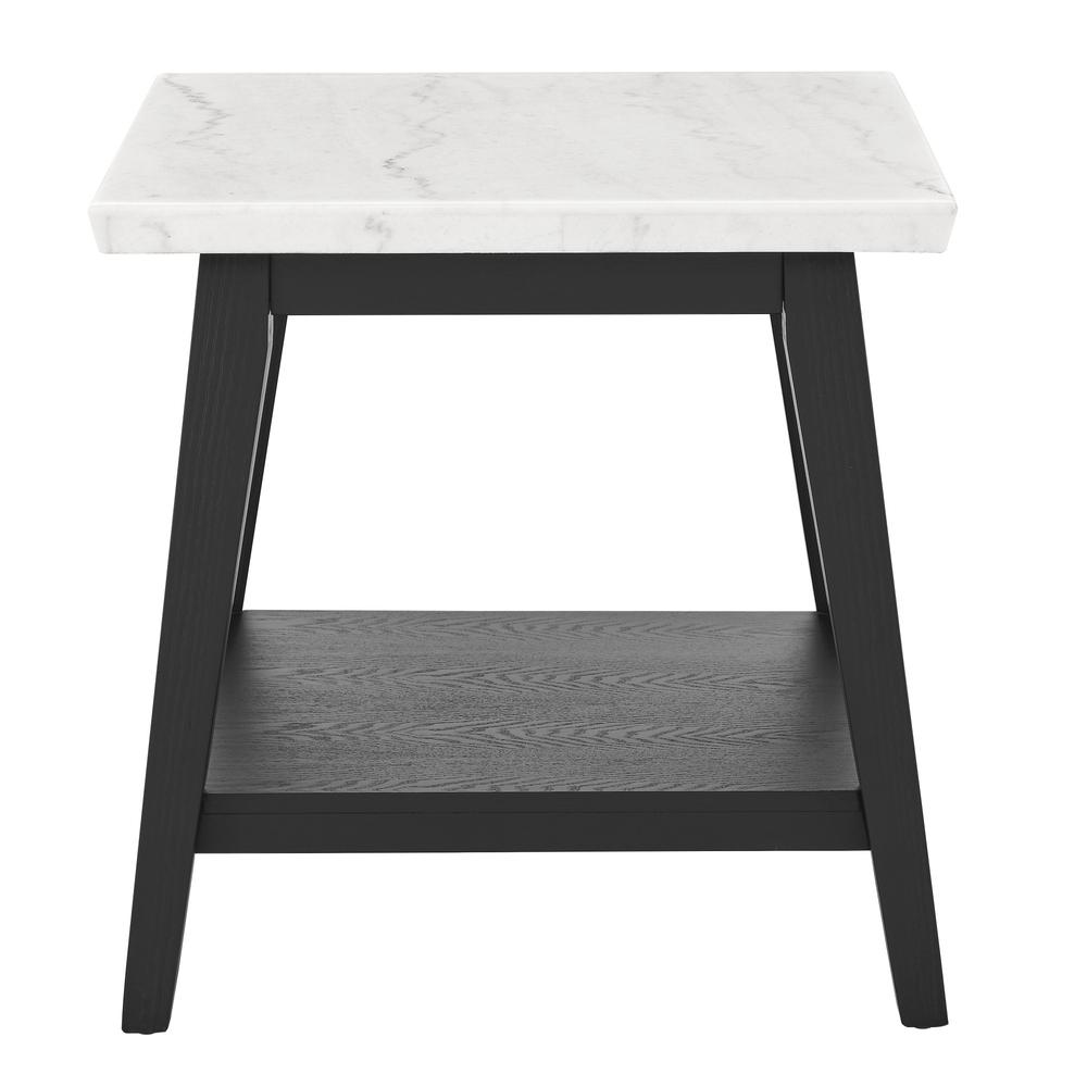 Vida White Marble End Table, Black Finish. Picture 1
