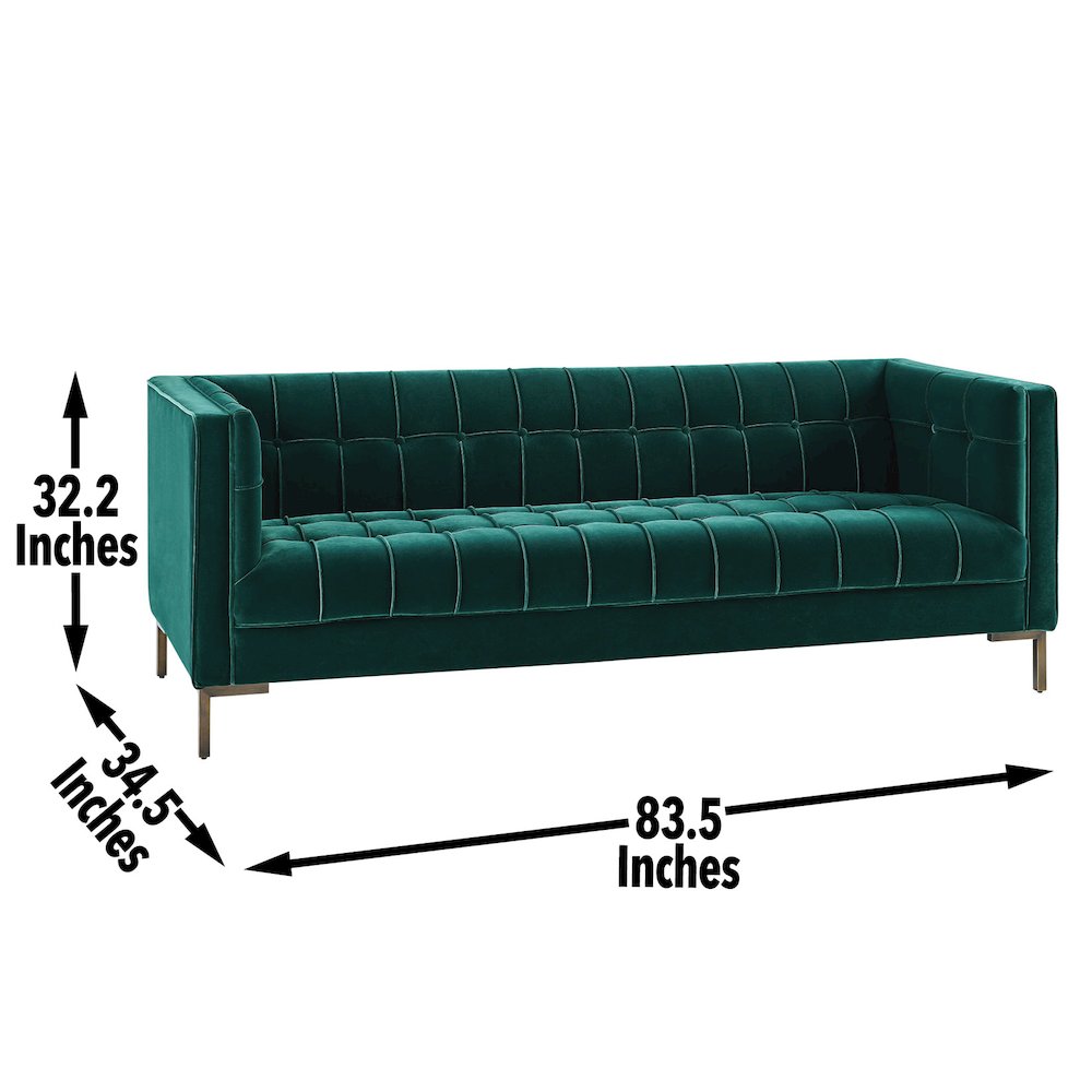 Isaac Green Velvet Sofa. Picture 9
