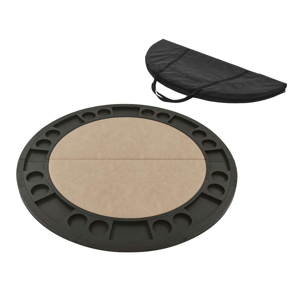 Rylie Counter Table with Game Top, Black Finish with Sand Vegan Leather. Picture 3