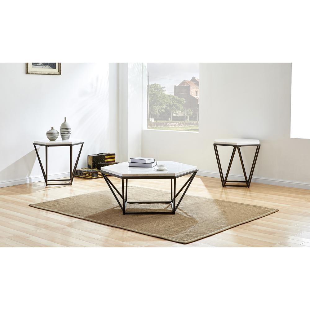 Corvus White Marble Top End Table. Picture 4
