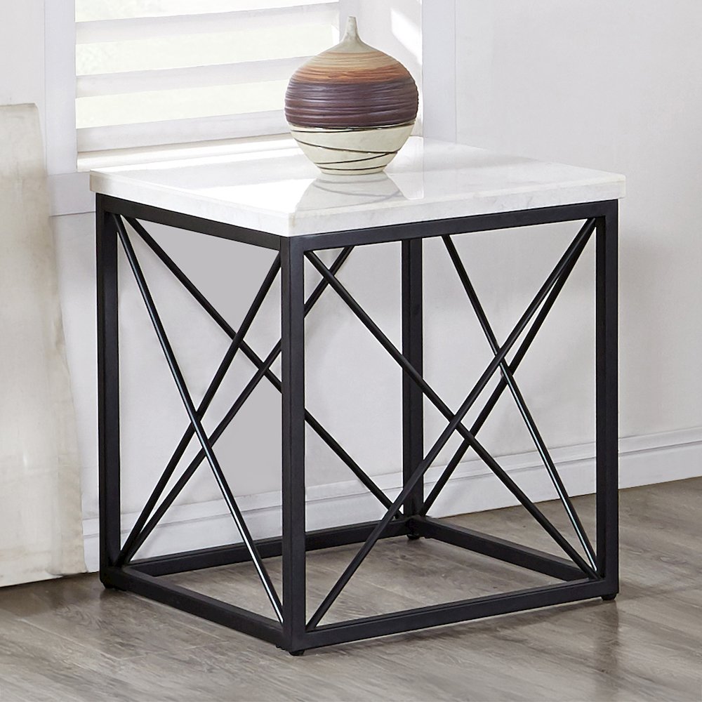 Skyler White Marble Top Square. Picture 2