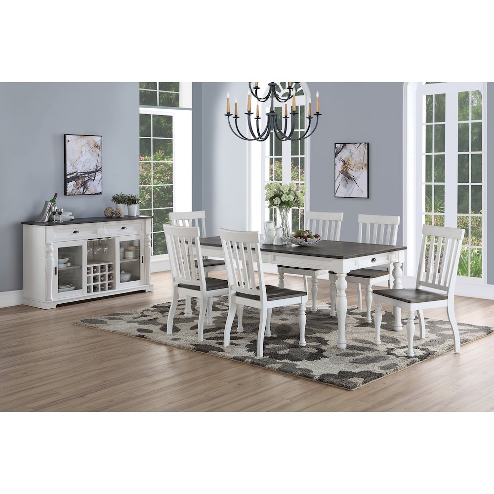 Joanna Two tone 7pc dining w bench. Picture 5
