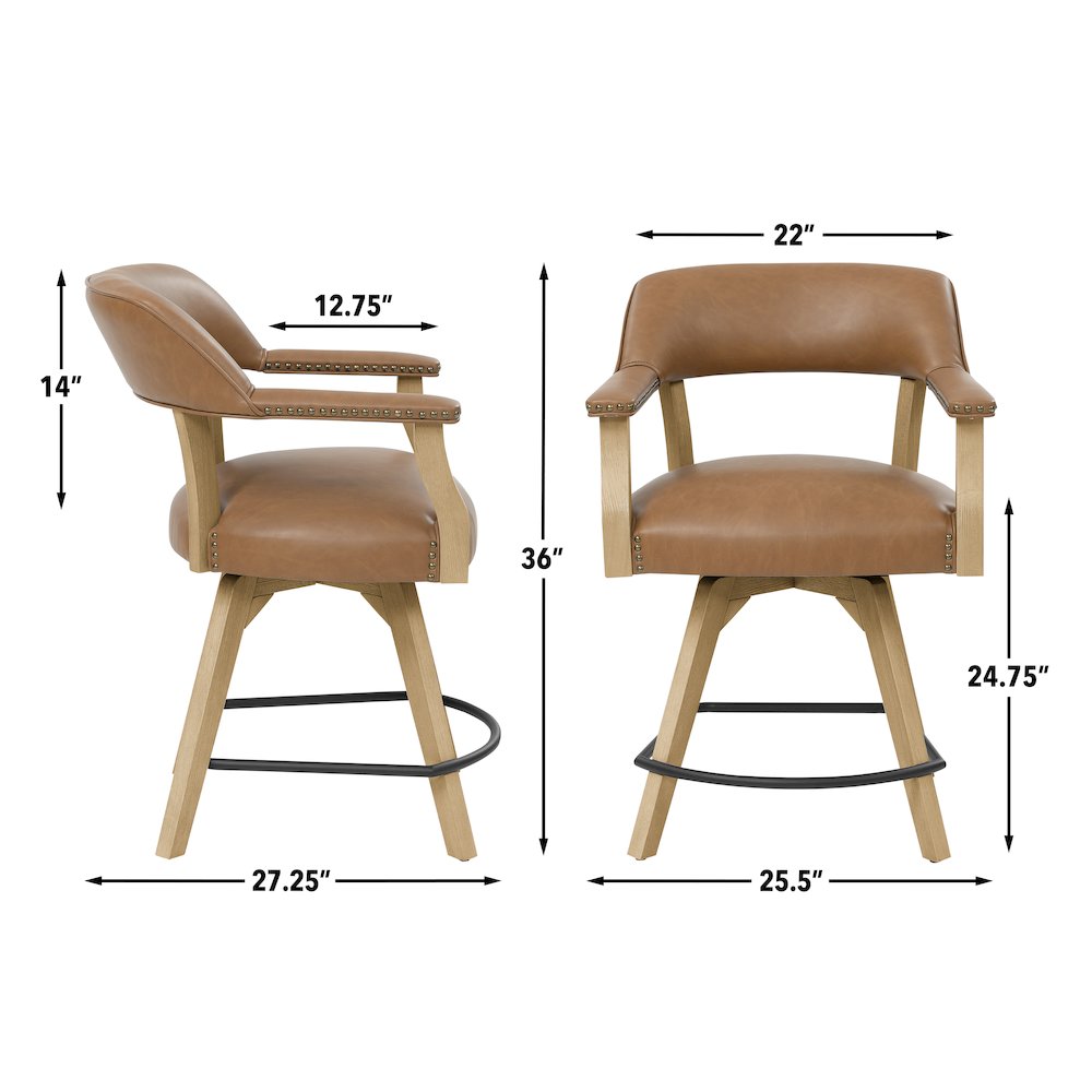 Rylie Counter Table & 4 Swivel Counter Chairs, Natural Finish. Picture 12