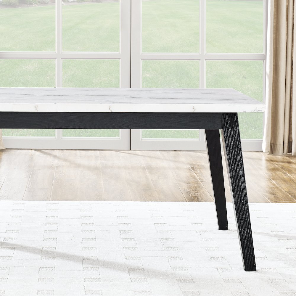 Vida 5-Piece White Marble Dining Set, Black Finish. Picture 7