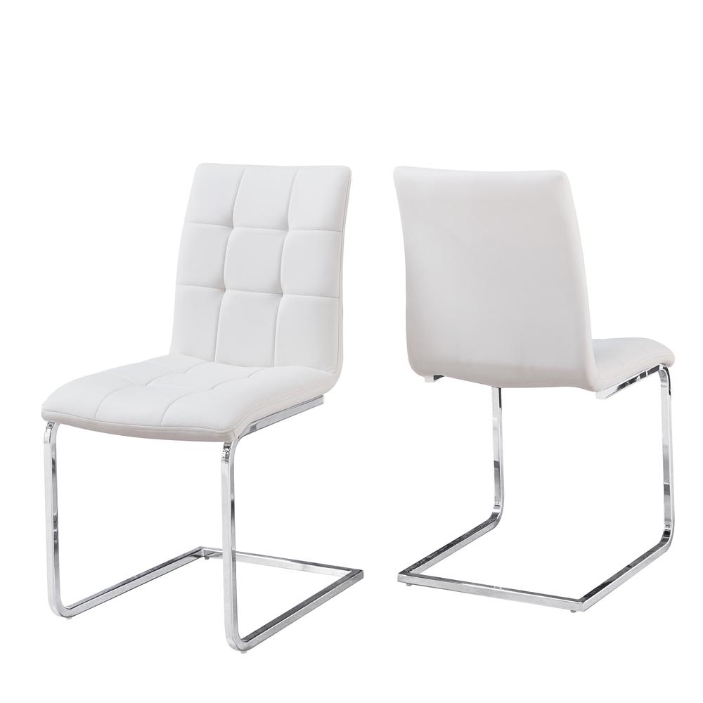 Escondido Vegan Leather Side Chair, White. Picture 1