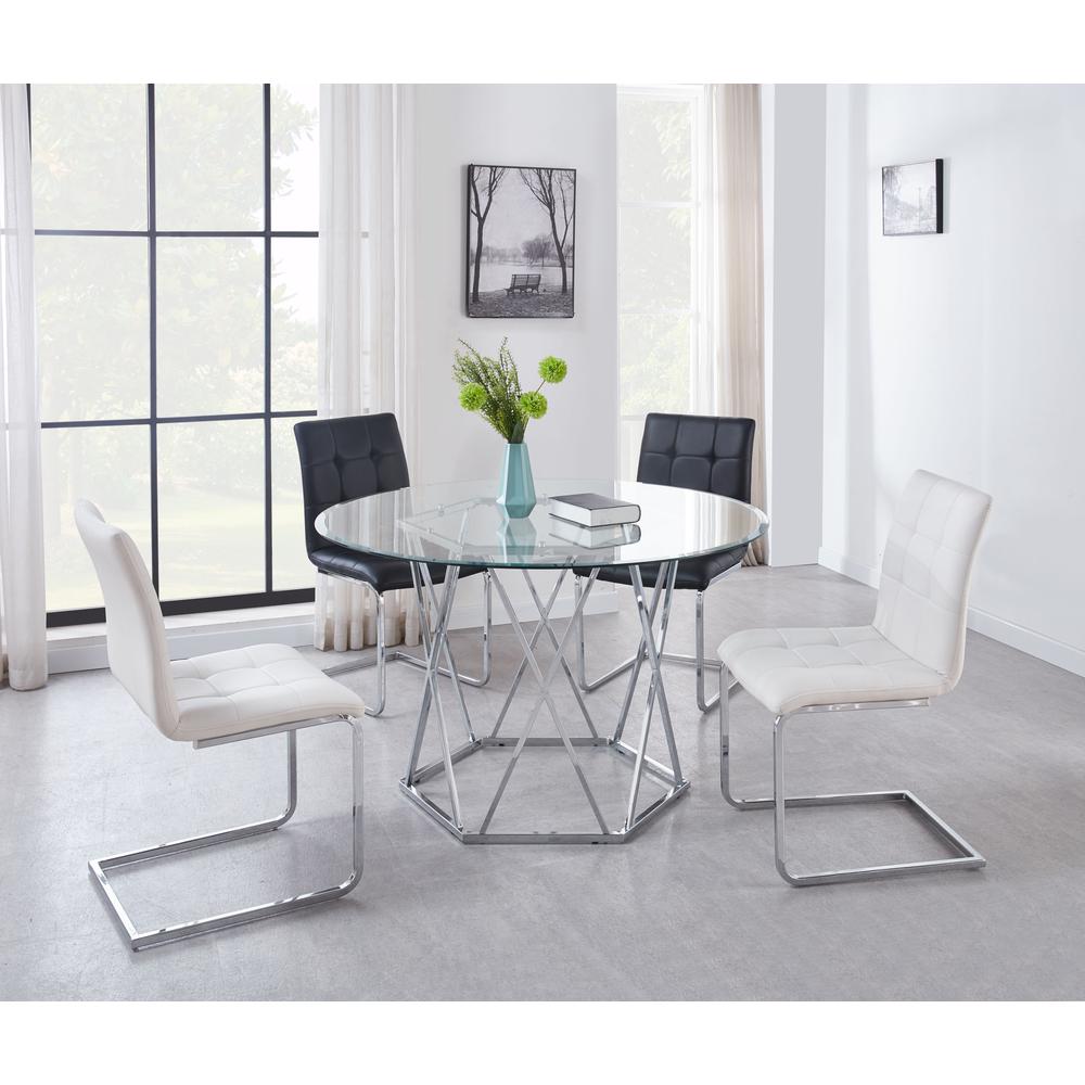 Escondido Vegan Leather Side Chair, White. Picture 4